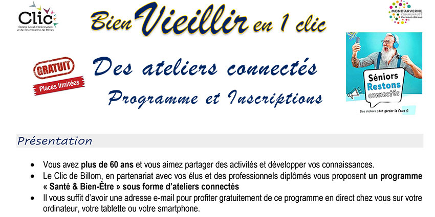 Inscriptions pour les ateliers connectés « Bien vieillir en 1 clic »